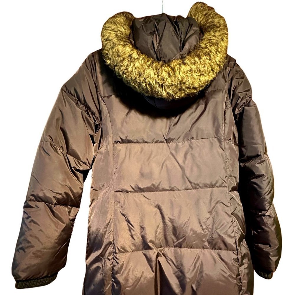 Michael Kors Brown Puff Coat with Faux Fur Hoodie - Women's S/P